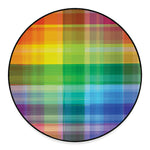 LGBT Pride Rainbow Plaid Pattern Print Round Floor Mat