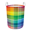 LGBT Pride Rainbow Plaid Pattern Print Round Laundry Basket