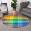 LGBT Pride Rainbow Plaid Pattern Print Round Rug