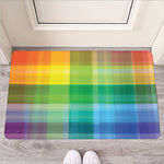 LGBT Pride Rainbow Plaid Pattern Print Rubber Doormat