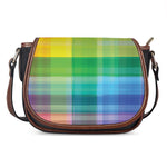 LGBT Pride Rainbow Plaid Pattern Print Saddle Bag