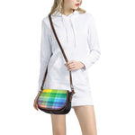 LGBT Pride Rainbow Plaid Pattern Print Saddle Bag