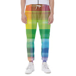 LGBT Pride Rainbow Plaid Pattern Print Scuba Joggers