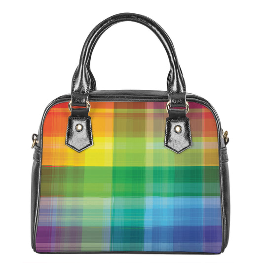 LGBT Pride Rainbow Plaid Pattern Print Shoulder Handbag