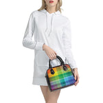 LGBT Pride Rainbow Plaid Pattern Print Shoulder Handbag