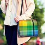 LGBT Pride Rainbow Plaid Pattern Print Shoulder Strap Bible Bag