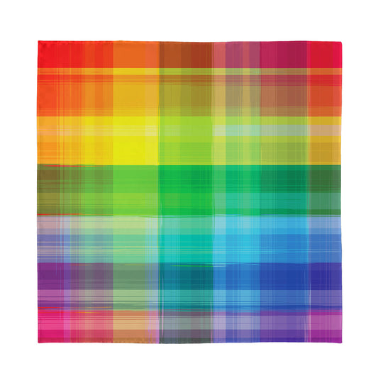 LGBT Pride Rainbow Plaid Pattern Print Silk Bandana