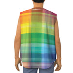 LGBT Pride Rainbow Plaid Pattern Print Sleeveless Baseball Jersey