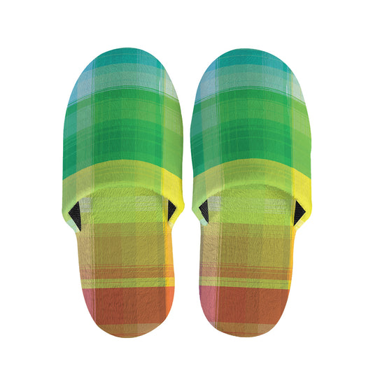 LGBT Pride Rainbow Plaid Pattern Print Slippers