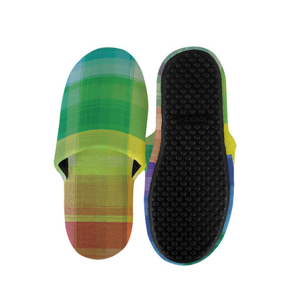 LGBT Pride Rainbow Plaid Pattern Print Slippers