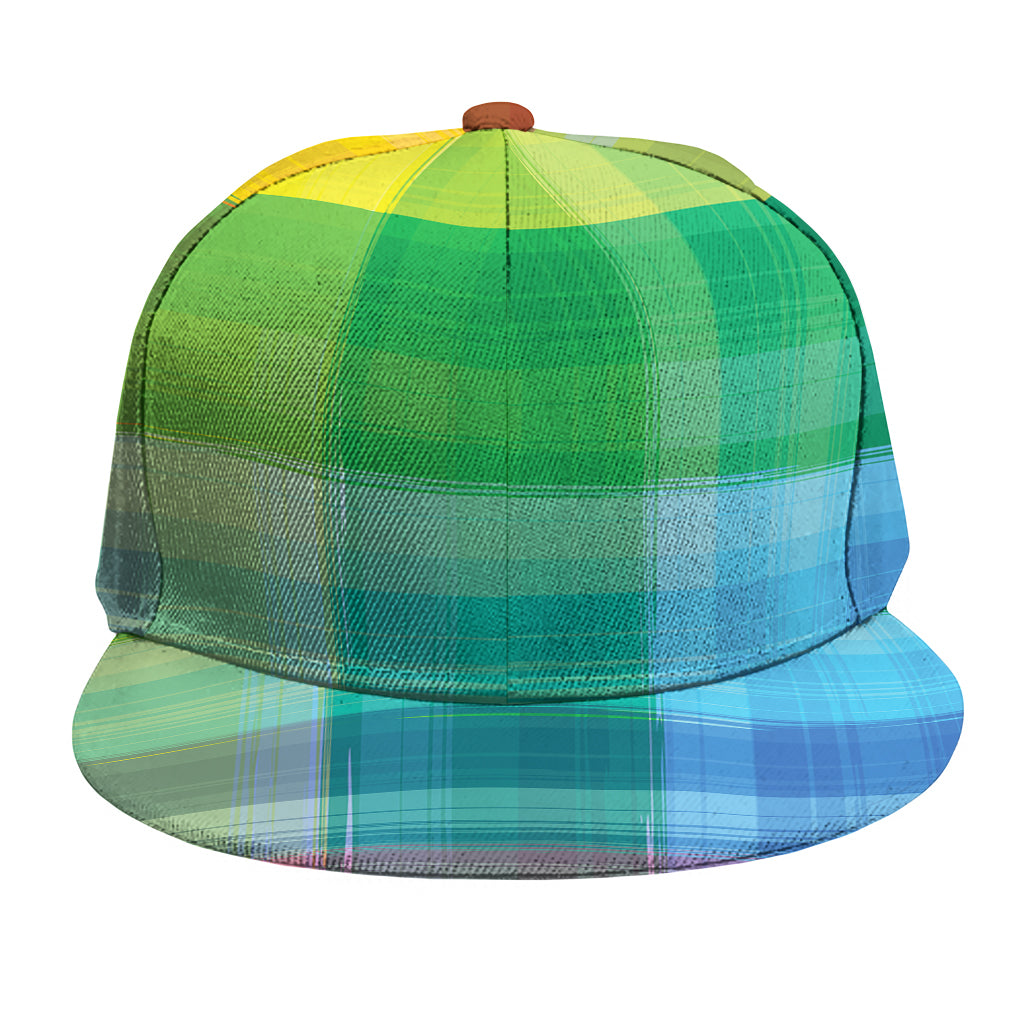 LGBT Pride Rainbow Plaid Pattern Print Snapback Cap