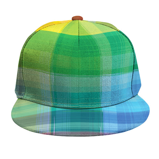 LGBT Pride Rainbow Plaid Pattern Print Snapback Cap