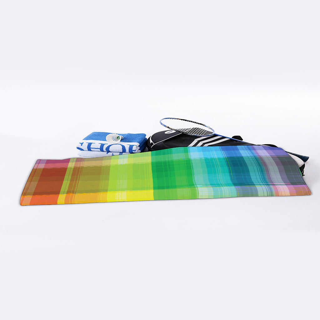 LGBT Pride Rainbow Plaid Pattern Print Sports Towel