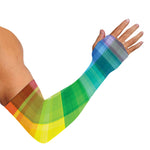 LGBT Pride Rainbow Plaid Pattern Print Sun Protection Arm Sleeves