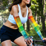 LGBT Pride Rainbow Plaid Pattern Print Sun Protection Arm Sleeves