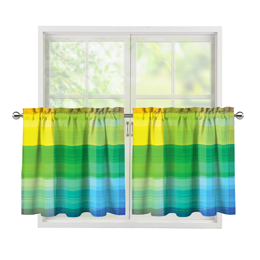 LGBT Pride Rainbow Plaid Pattern Print Tier Curtains