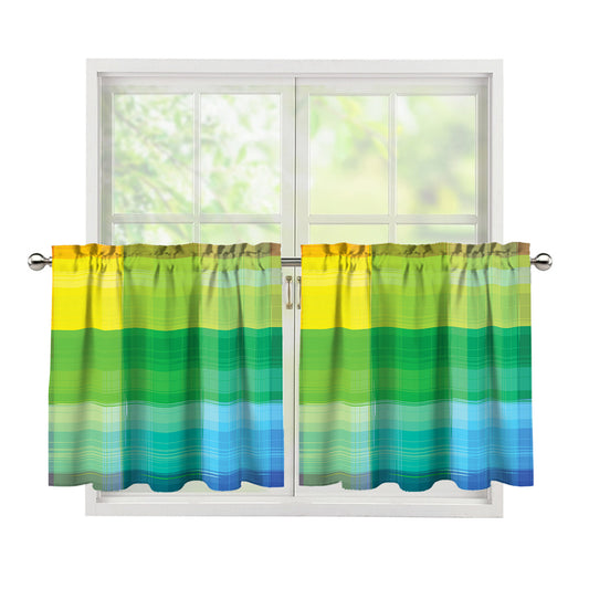LGBT Pride Rainbow Plaid Pattern Print Tier Curtains