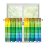 LGBT Pride Rainbow Plaid Pattern Print Tier Curtains