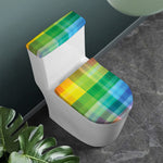 LGBT Pride Rainbow Plaid Pattern Print Toilet Lid And Tank Cover Set