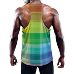 LGBT Pride Rainbow Plaid Pattern Print Training Tank Top