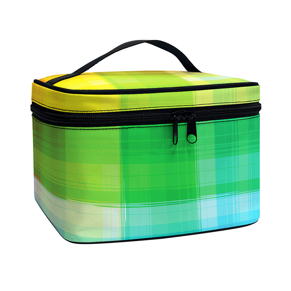 LGBT Pride Rainbow Plaid Pattern Print Travel Makeup Bag