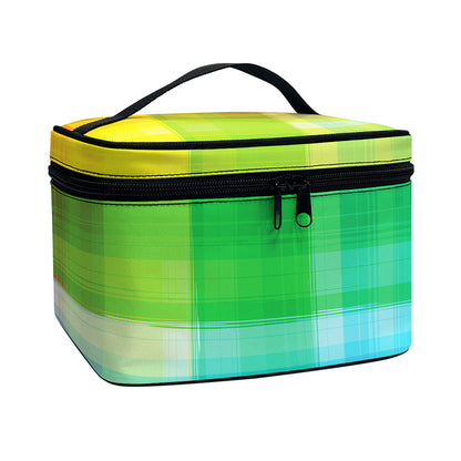 LGBT Pride Rainbow Plaid Pattern Print Travel Makeup Bag