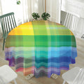 LGBT Pride Rainbow Plaid Pattern Print Waterproof Round Tablecloth