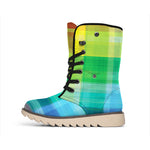 LGBT Pride Rainbow Plaid Pattern Print Winter Boots