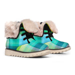 LGBT Pride Rainbow Plaid Pattern Print Winter Boots