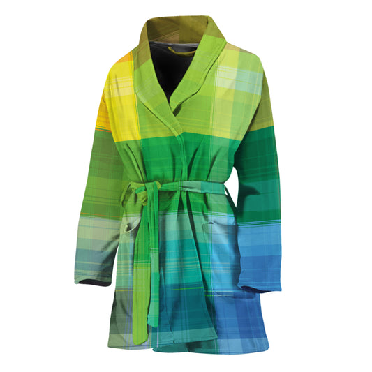 LGBT Pride Rainbow Plaid Pattern Print Women's Bathrobe