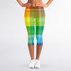 LGBT Pride Rainbow Plaid Pattern Print Women's Capri Leggings