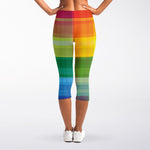 LGBT Pride Rainbow Plaid Pattern Print Women's Capri Leggings