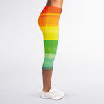 LGBT Pride Rainbow Plaid Pattern Print Women's Capri Leggings