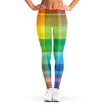 LGBT Pride Rainbow Plaid Pattern Print Women's Leggings