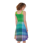 LGBT Pride Rainbow Plaid Pattern Print Women's Sleeveless Dress