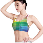 LGBT Pride Rainbow Plaid Pattern Print Women's Sports Bra