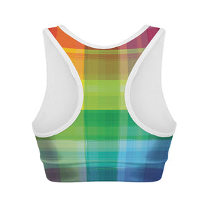 LGBT Pride Rainbow Plaid Pattern Print Women's Sports Bra