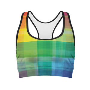 LGBT Pride Rainbow Plaid Pattern Print Women's Sports Bra