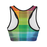 LGBT Pride Rainbow Plaid Pattern Print Women's Sports Bra