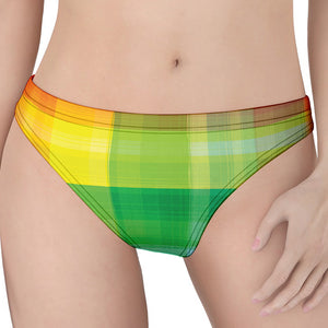 LGBT Pride Rainbow Plaid Pattern Print Women's Thong