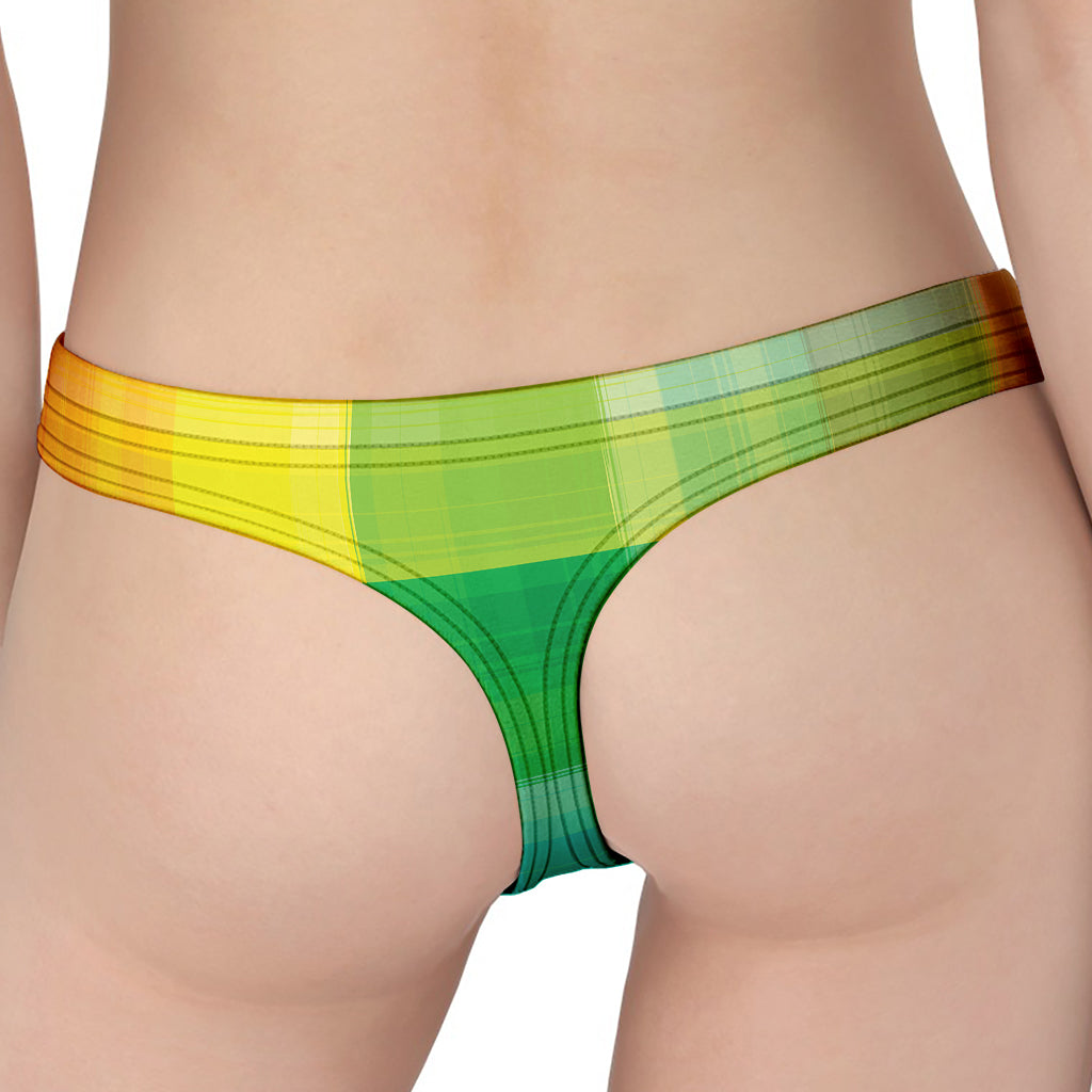 LGBT Pride Rainbow Plaid Pattern Print Women's Thong