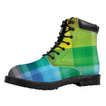 LGBT Pride Rainbow Plaid Pattern Print Work Boots