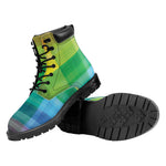 LGBT Pride Rainbow Plaid Pattern Print Work Boots
