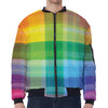 LGBT Pride Rainbow Plaid Pattern Print Zip Sleeve Bomber Jacket