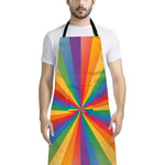 LGBT Pride Rainbow Rays Print Bib Apron With Pocket