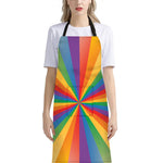 LGBT Pride Rainbow Rays Print Bib Apron With Pocket