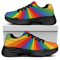 LGBT Pride Rainbow Rays Print Black Chunky Shoes