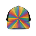 LGBT Pride Rainbow Rays Print Black Mesh Trucker Hat