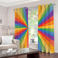 LGBT Pride Rainbow Rays Print Dimout Grommet Curtains