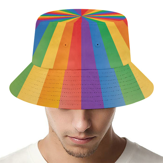 LGBT Pride Rainbow Rays Print Bucket Hat
